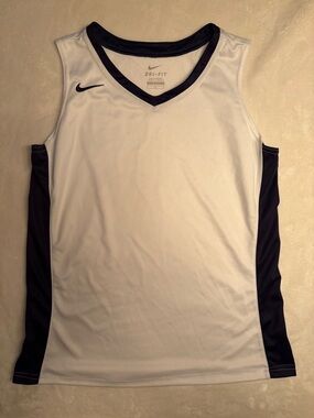 Nike Dri-Fit Youth Large White & Navy Basketball Sports Practice Jersey NWOT